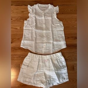 Briette Button Down & 4" Lilo Linen Short Set | White | Size Large